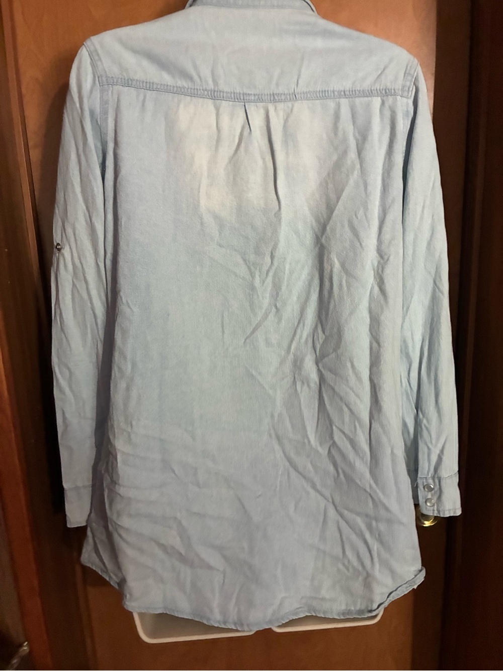 Light Wash Denim Button-Up Tunic - Picture 4 of 4
